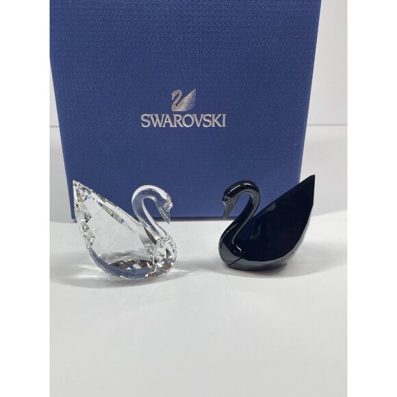 Swarovski 2014 Black Swan Soulmates Jet & Clear Crystal Couple Retired 5075864